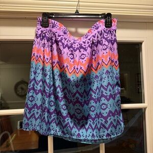 Francesca’s Collection Purple Blue Smocked Skater Mini Skirt, Miami Brand, Aztec